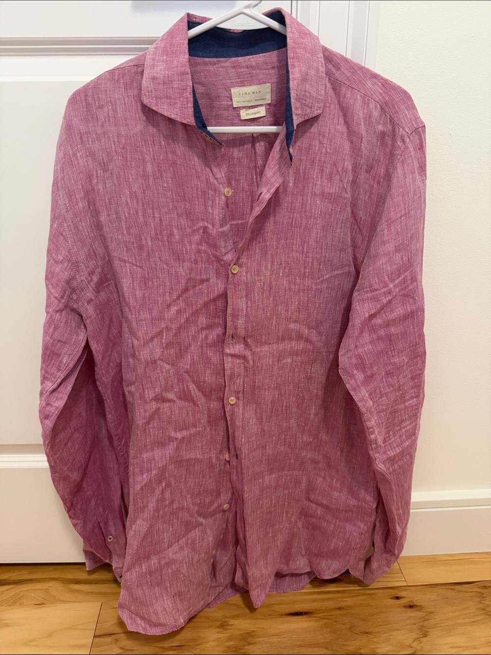 Zara Men Pink Long-Sleeve Button-Up Shirt